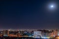 Night view of the city. Night lights and bright baku. Baku Azerbaijan. Moon night Royalty Free Stock Photo