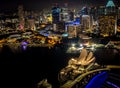 Night view of the cityscape ear Marina Bay. Royalty Free Stock Photo