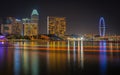 Night view of the cityscape ear Marina Bay. Royalty Free Stock Photo