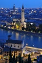 Night view of the city of Verona