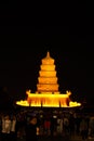 Night of Xian with illuminations and ancient tower