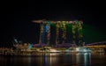 Night view of the cityscape ear Marina Bay. Royalty Free Stock Photo