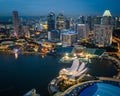 Night view of the cityscape ear Marina Bay. Royalty Free Stock Photo