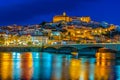 Night view of cityscape of old town of Coimbra, Portugal Royalty Free Stock Photo