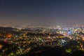 Night view of cityscape of Seoul from Inwangsan mountain, Republic of Korea