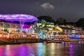 NIght view of a Clarke Quay, historical riverside quay of Singapore River Royalty Free Stock Photo
