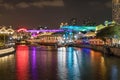 NIght view of a Clarke Quay, historical riverside quay of Singapore River Royalty Free Stock Photo