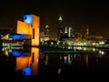 Night view of Cleveland Ohio skyline. Royalty Free Stock Photo