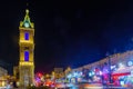 Night view of the Clock tower in Jaffa Royalty Free Stock Photo