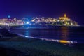 Night view of the coast, and old Jaffa,. Tel-Aviv Royalty Free Stock Photo