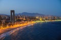 Night view of the coastline in Benidorm with city lights Royalty Free Stock Photo