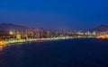 Night view of the coastline in Benidorm with city lights Royalty Free Stock Photo