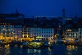 Night view of colorfull houses and smal canal in Venice, Italy Royalty Free Stock Photo