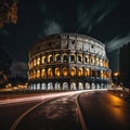 night view of Colosseum in Rome generative AI Royalty Free Stock Photo