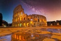 Night view of Colosseum in Rome, Italy. Rome architecture and landmark. Rome Colosseum is one of the main attractions of Rome and Royalty Free Stock Photo