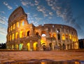 Night view of Colosseum in Rome, Italy. Rome architecture and landmark. Rome Colosseum is one of the main attractions of Rome and Royalty Free Stock Photo