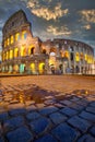 Night view of Colosseum in Rome, Italy. Rome architecture and landmark. Rome Colosseum is one of the main attractions of Rome and Royalty Free Stock Photo