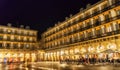 Night view of Constituion square in San Sebastian, northern Spain. Royalty Free Stock Photo
