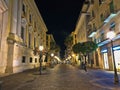 Night view of Corso V. Emauele, Salerno city, Italy