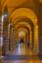 Night view of a covered arcade in the historical center of the i Royalty Free Stock Photo