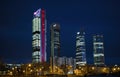 Night view of the Cuatro Torres Business Area.