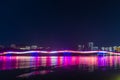 Night view of Dancing Bridge Lovers Bridge in Sanya city on Hainan island, China