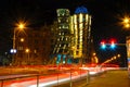 Dancing house in the Prague night - long exposure Royalty Free Stock Photo
