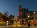 Night view of Daniels & Fisher Tower in Denver