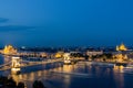 Night view of the Danube river embankment in Budapest. Hungary Royalty Free Stock Photo