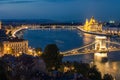 Night view of the Danube river embankment in Budapest. Hungary Royalty Free Stock Photo