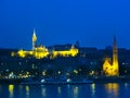 Night view from the Danube river of the Mathias Church Royalty Free Stock Photo