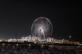 Night view of the decoratively illuminated Ferris wheel - The Dubai Eye - located on thef Dubai Marina in Dubai city, United Arab Royalty Free Stock Photo