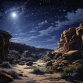 night view in the desert generated by AI tool Royalty Free Stock Photo