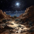 night view in the desert generated by AI tool Royalty Free Stock Photo