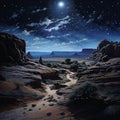 night view in the desert generated by AI tool Royalty Free Stock Photo