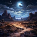 night view in the desert generated by AI tool