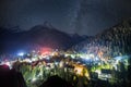 Night view of Dombay village against the background of night sky