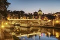 Night view of the dome of the Cathedral of Saint Peter, Rome, Italy Royalty Free Stock Photo