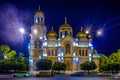 Night view of the Dormition of the Theotokos cathedral in Varna, Bulgarian