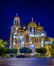 Night view of the Dormition of the Theotokos cathedral in Varna, Bulgarian