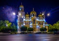 Night view of the Dormition of the Theotokos cathedral in Varna, Bulgarian...IMAGE