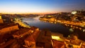 Night view of the Douro river in Porto. Royalty Free Stock Photo