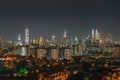 Majestic night view of downtown Kuala Lumpur, Malaysia Royalty Free Stock Photo