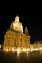 Night view on Dresden Frauenkirche (Church of Our Lady) Royalty Free Stock Photo