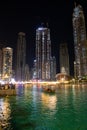 Night view Dubai downtown lake UAE