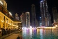 Night view Dubai fountain broadwalk UAE Royalty Free Stock Photo