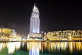 The Night view on Dubai Mall and Address hotel Royalty Free Stock Photo