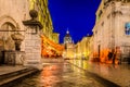 Night view at Dubrovnik old town, Croatia. Royalty Free Stock Photo