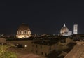 Night view of the Duomo, Giotto`s bell tower and Cappelle Medicee from the rooftops of Florence