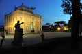 Night view at dusk of the Algardi cottage inside the public park of Villa Pamphili in Rome, Italy Royalty Free Stock Photo